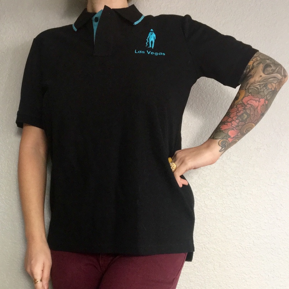 Men’s Black Turquoise Collar Polo Shirt Las Vegas